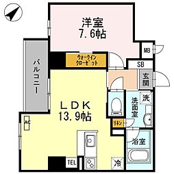 レジデンス富貴屋 1LDKの間取図画像