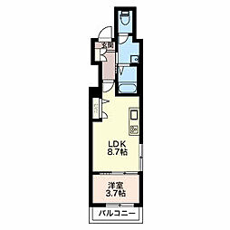 コンフォルト安田町 1LDKの間取図画像