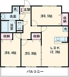 リバーサイド天神 3LDKの間取図画像