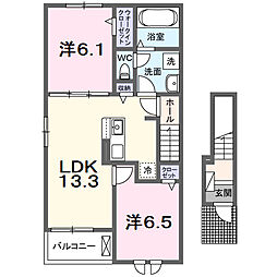 グレイスカルム 2LDKの間取図画像