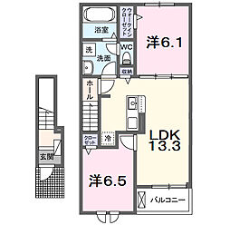 グレイスカルム 2LDKの間取図画像