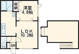 レインボーハウス矢代No.24 1LDKの間取図画像