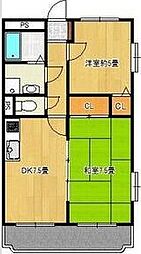 ハイ・ルネッサンスA 2DKの間取図画像