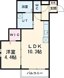 MM93 1LDKの間取図画像