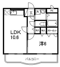 マリベールFK二葉 1LDKの間取図画像