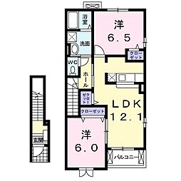 モデルノカーサ 2LDKの間取図画像