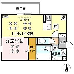 D-ROOM若園 1LDKの間取図画像