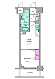 クレヴィアリグゼ西巣鴨 1DKの間取図画像