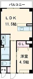 アスフォート野洲 1LDKの間取図画像