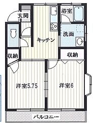 メゾンシャルマン 2Kの間取図画像