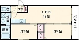 TIO四條畷 2LDKの間取図画像