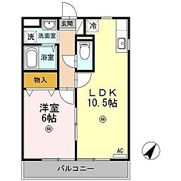 アバンウェル今井町II番館 1階1LDKの間取り