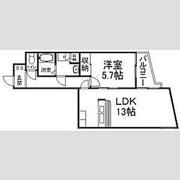 カサグランデ嵯峨野 1LDKの間取図画像