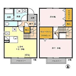 シャロームA 2LDKの間取図画像