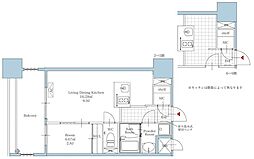 リアンプレミアム大濠公園 1LDKの間取図画像