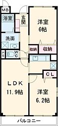プリマベーラ 2LDKの間取図画像