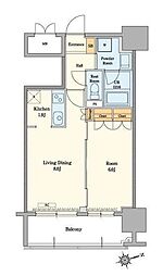 RJRプレシア吉塚駅前2 1LDKの間取図画像