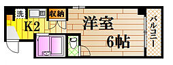 クリエーション中広 1Kの間取図画像