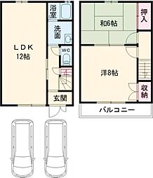 グリーンハイツいちぎB 2LDKの間取図画像