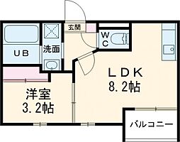BAYSIA宇品 1LDKの間取図画像