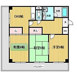 コーポ青山1 3DKの間取図画像
