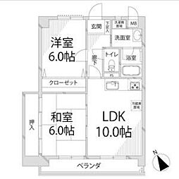 ウイング手柄 2DKの間取図画像