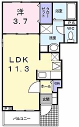 ルシェリア2 1LDKの間取図画像