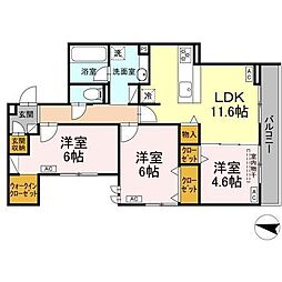 D-crinum桜堤 3LDKの間取図画像