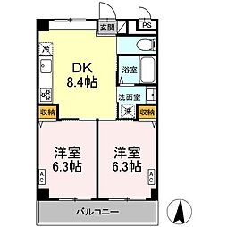 クレシア清田 2DKの間取図画像