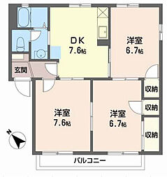 グリーンベールさかいA 3DKの間取図画像
