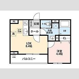 さいたま市桜区田島9丁目アパート 1LDKの間取図画像