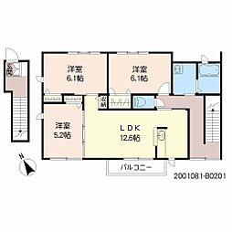 シャーメゾン華里B 3LDKの間取図画像