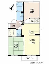 パークサイト4番館 2LDKの間取図画像