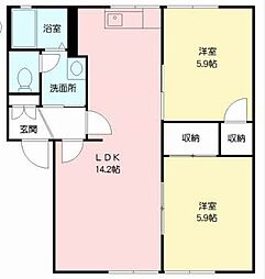 ダイアンサスK1 2LDKの間取図画像