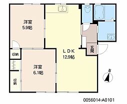 ソミュールA 2LDKの間取図画像