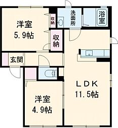 アスティオスβ 2LDKの間取図画像