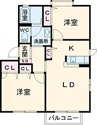 エクシードアネックスB 2LDKの間取図画像