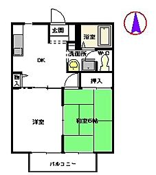 フレグランスゆうゆう 1LDKの間取図画像