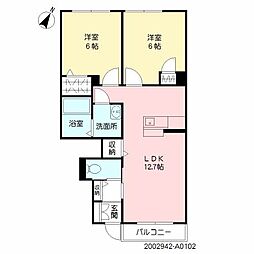 プレミアス中名 2LDKの間取図画像