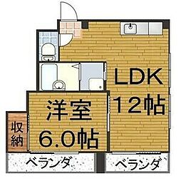 コーポ柳川 1LDKの間取図画像