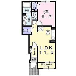 シエル白山A 1LDKの間取図画像