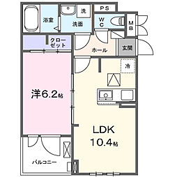 プルメリア 1LDKの間取図画像
