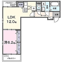 プルメリア 1LDKの間取図画像