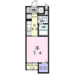 ルミエールy 1Kの間取図画像