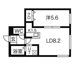 リージェントN札幌 3階1LDKの間取り