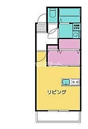 シャンボール ワンルームの間取図画像