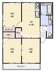 サンライズC 3DKの間取図画像