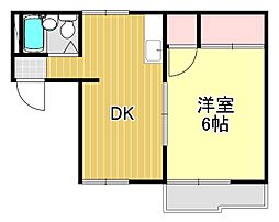 ピュアハイツ永井川A 1DKの間取図画像