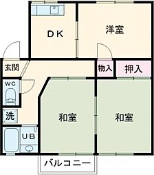 プレサージュ伊賀二番館 3DKの間取図画像