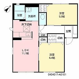 メゾンアンソレーユ 2LDKの間取図画像